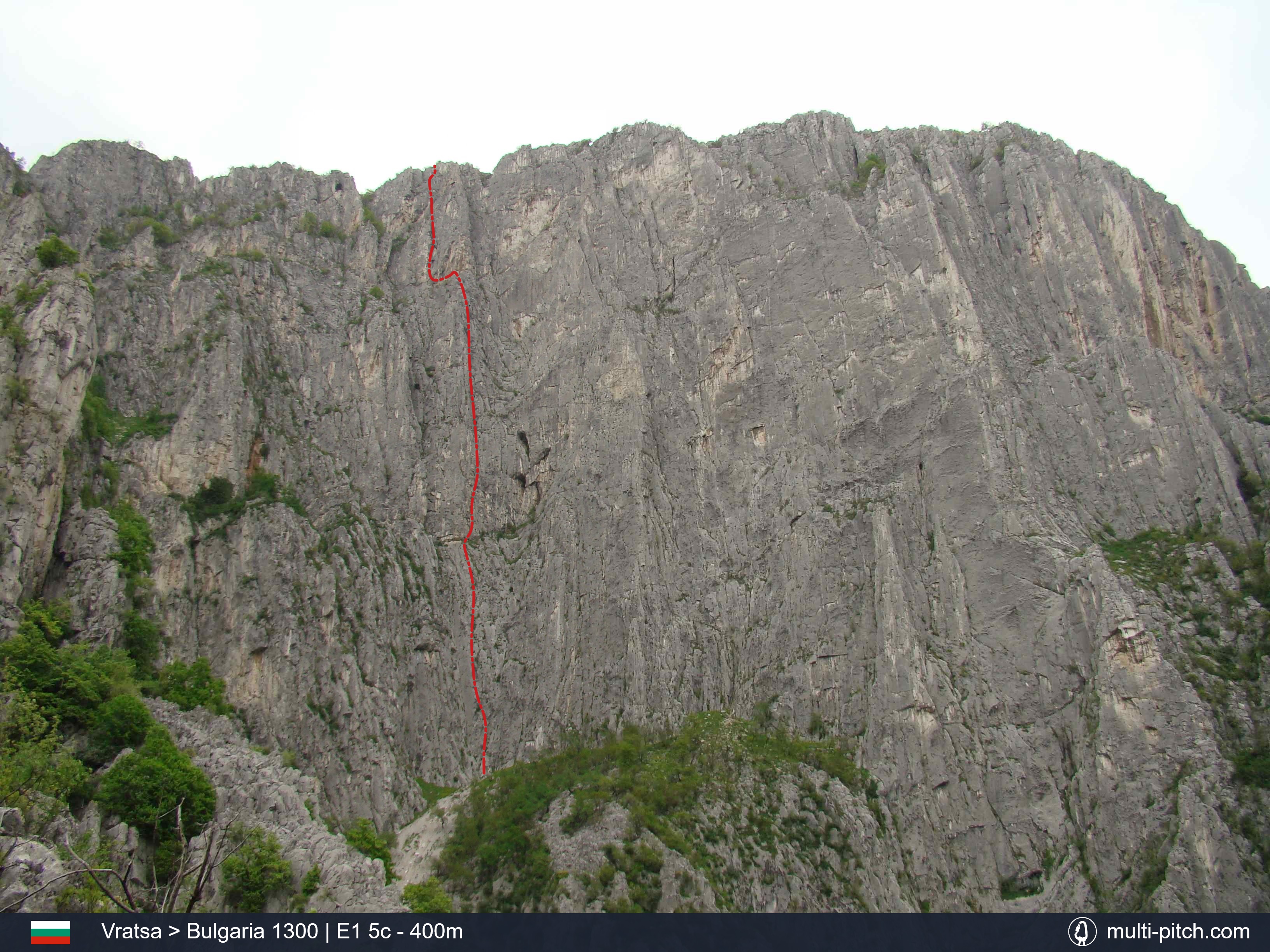 multi-pitch rock climbing on vratsa's main face via Bulgaria 1300